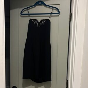 Max & Cleo Black Strapless Dress with Silver Accents